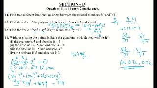 Class 9 Maths Cbse School Mid Term Exam Revision Paper - Chapter 1, 2, 3, 4