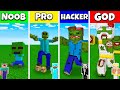 ZOMBIE STATUE HOUSE BUILD CHALLENGE - Minecraft Battle NOOB vs PRO vs HACKER vs GOD / Animation