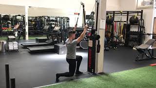 Split Stance Keiser Resisted Lat Pull Through