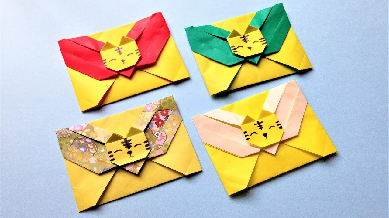 折り紙 1枚 トラのポチ袋 簡単な折り方 Origami Envelope With Tiger Use One Sheet Of Paper Tutorial Niceno1 Youtube