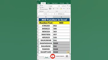 mid function /#shorts /#excel/how to use mid function