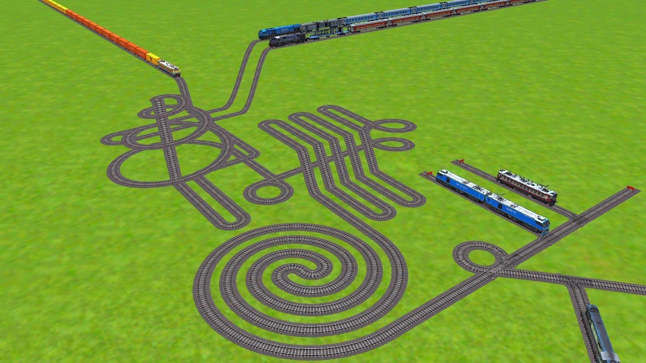 AI RAILS PASSING🦂 FROM ROUND CIRCLE RAILROAD TRACKS RISKY RAILROAD TRACKS | trains beamng 