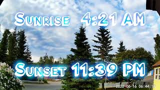 24 hour time-lapse in Anchorage Alaska on 6-15-22.