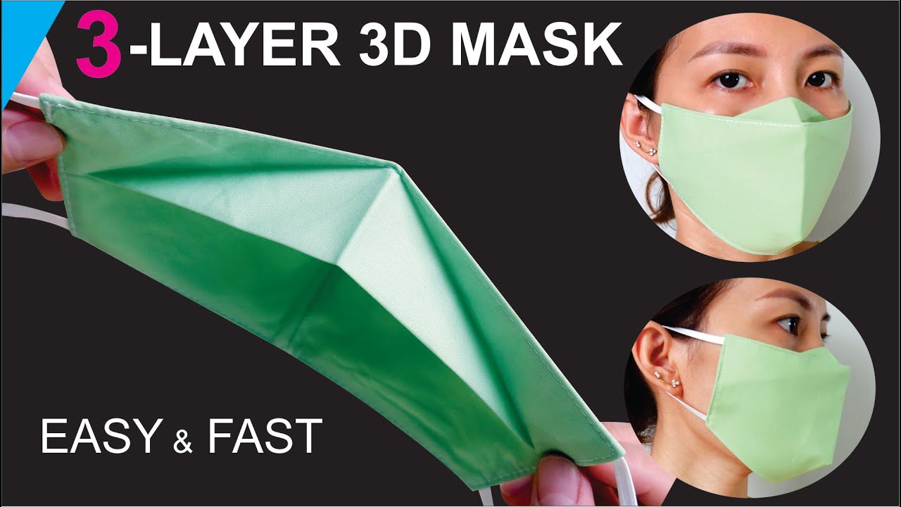 New Design Easy And Fast 3 Layers 3d Face Mask Sewing Tutorial No Fog On Glasses Youtube Face Mask Tutorial 3d Face Face Mask Design Ideas