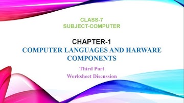 Ch 1 Computer Languages & Hardware Components || Part 3 || Class 7