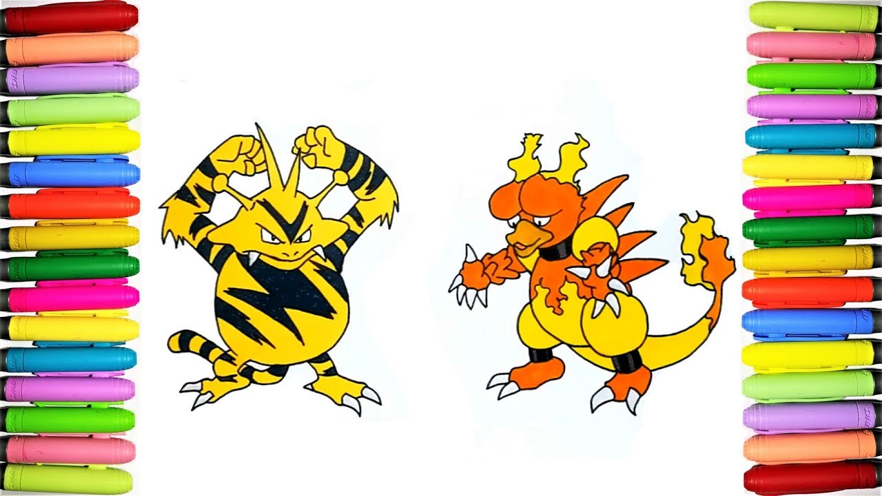  Pokemon  Coloring  Pages  for kids Electabuzz  and Magmar 