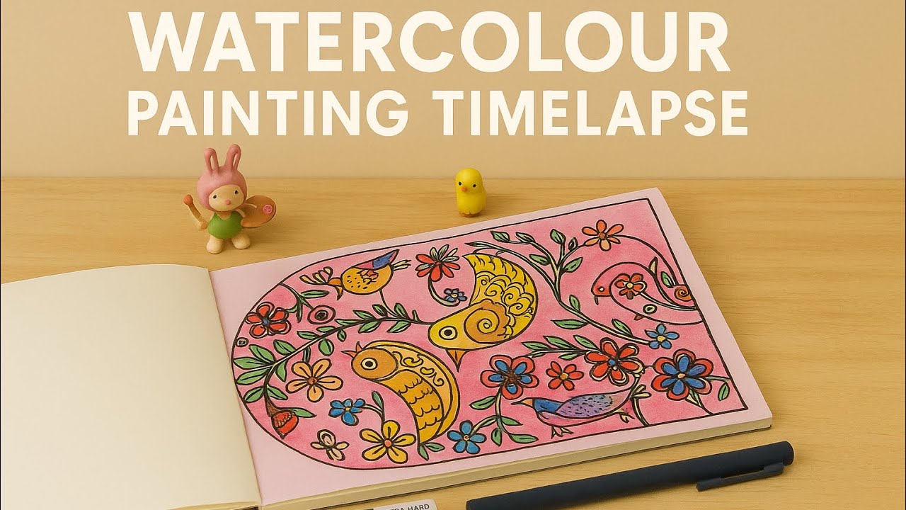 Relaxing Watercolour Painting Timelapse | Cute Bird & Floral Art | Cozy Bunny 🥕