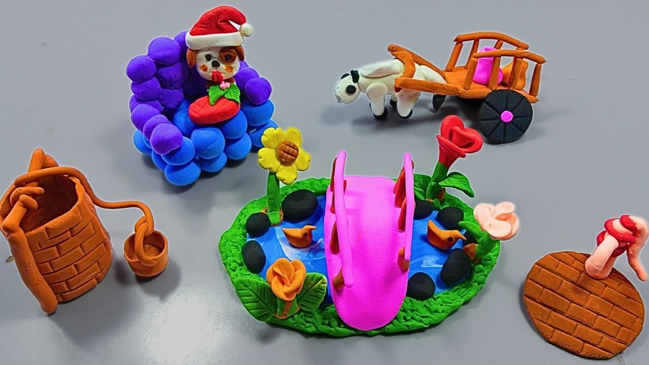 DIY How to make polymer clay Miniature Water well, Hand Pump, swimming ...