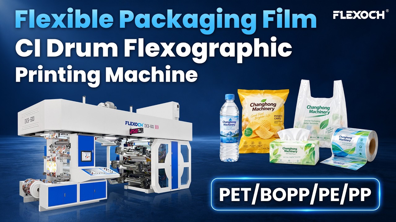 6 color ci drum flexographic printing machine for Flexible packaging ...