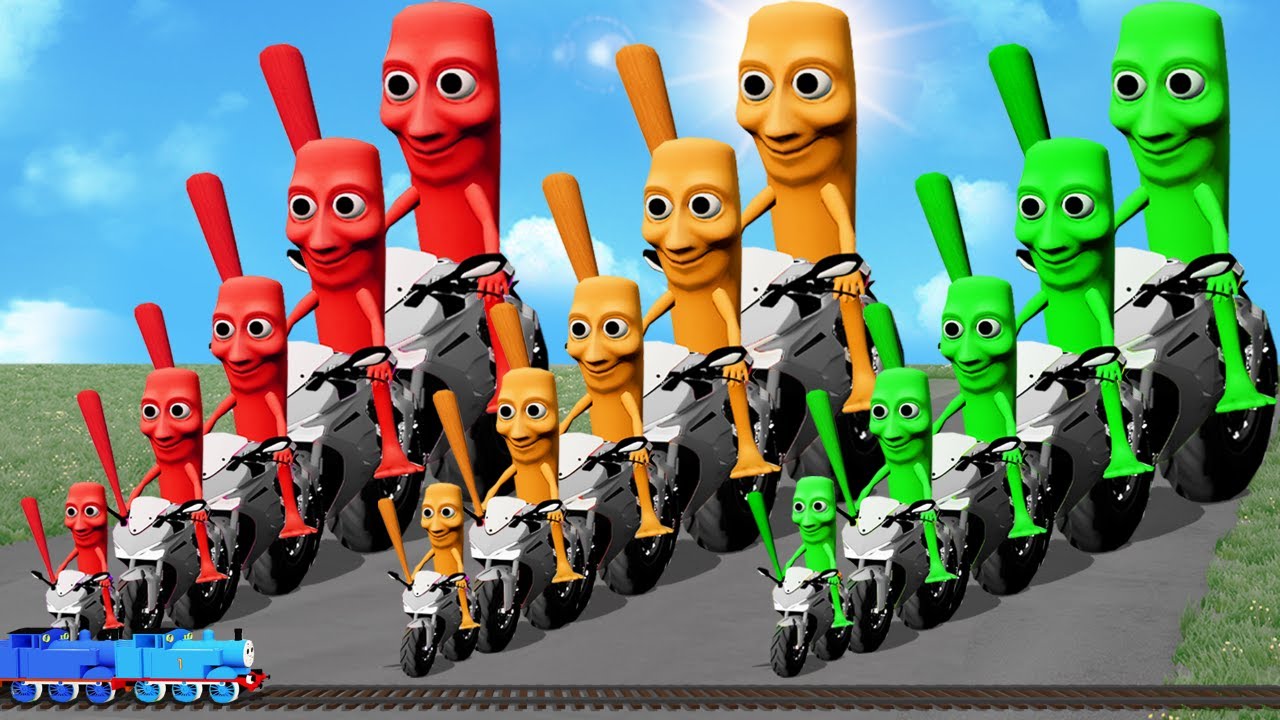 Big & Small: Red Yellow Green – Tung Tung Tung Sahur Motorcycle vs Thomas Trains | BeamNG.Drive