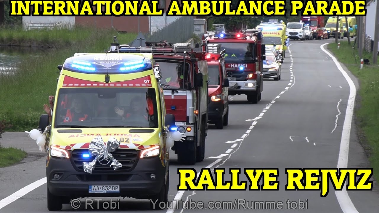 [RALLYE REJVIZ 2024] International Ambulance (+ Fire Truck) Parade With lights & sirens⏩70+ vehicles