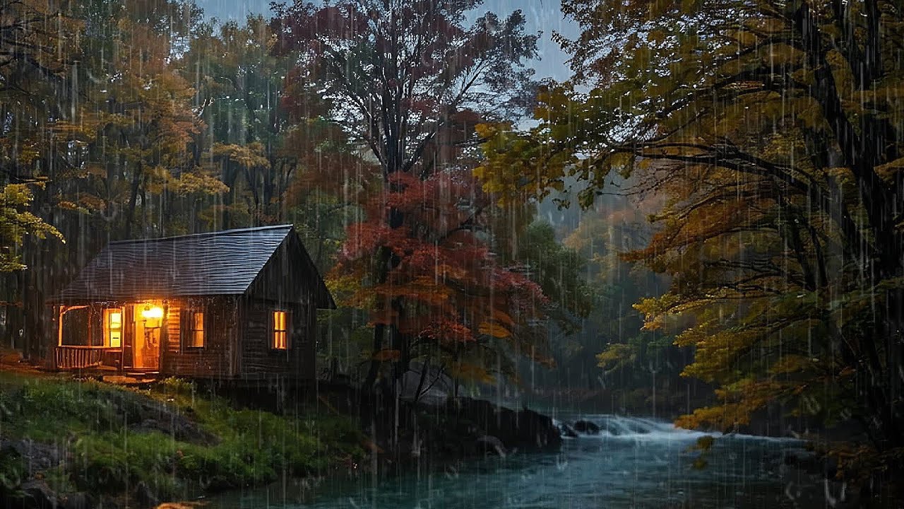 Heavy Rain & Thunderstorm in Forest Cabin 🌧️ | Deep Sleep Sounds Relaxation