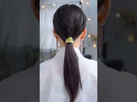 髪を引き出すのが苦手な方ポニー✨#簡単アレンジ #セルフアレンジ #hairstyle #hair #ミディアムヘア #髪型 #まとめ髪 #大人カジュアル #大人かわいい