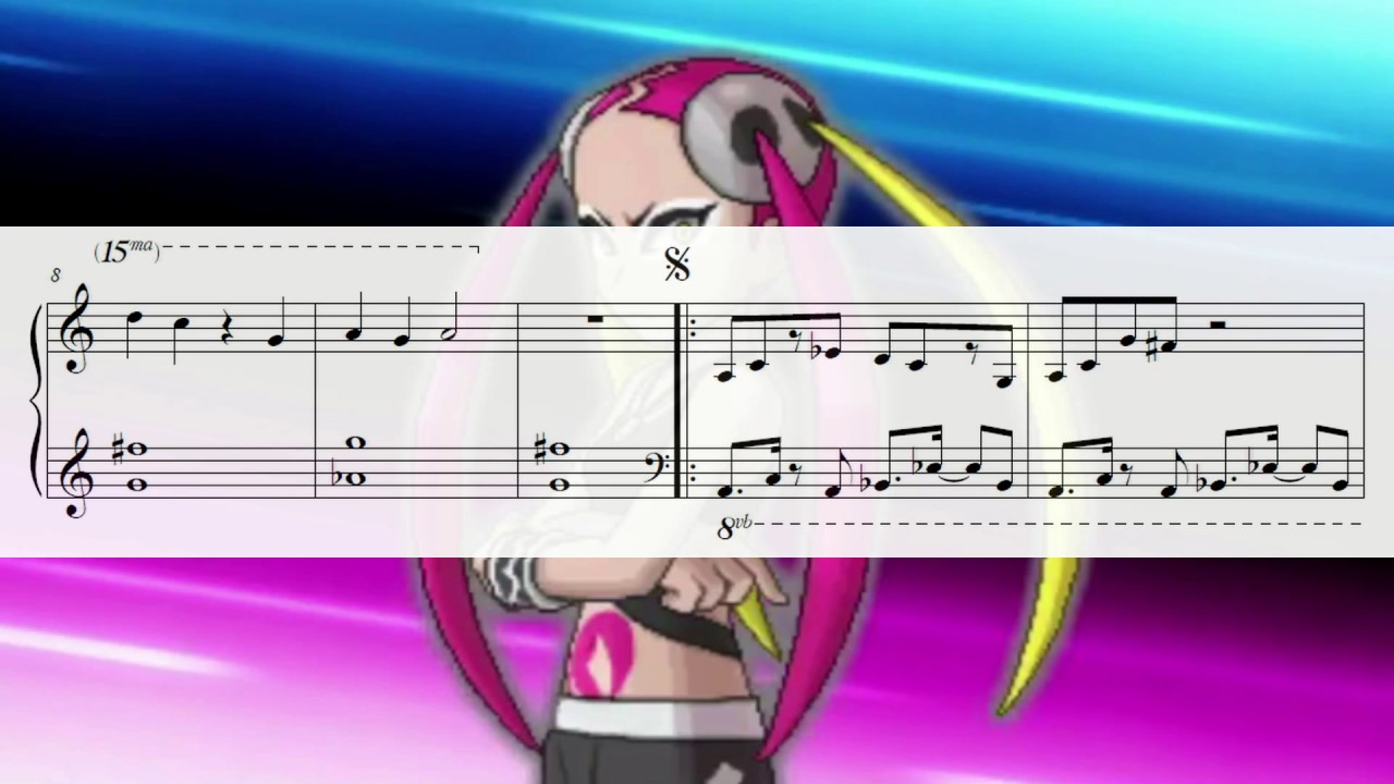 Pokémon Sun & Moon - Battle! (Team Skull Admin) Piano Sheet Music