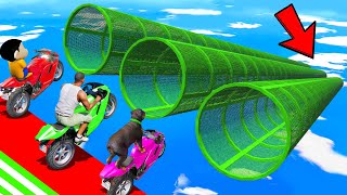 SHINCHAN AND FRANKLIN TRIED HARDEST 3 TUNNEL DEEPEST PARKOUR JUMP CHALLENGE GTA 5