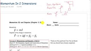 Physics 12-Ch3.3 - Momentum in 2 Dimensions Lesson Part 1