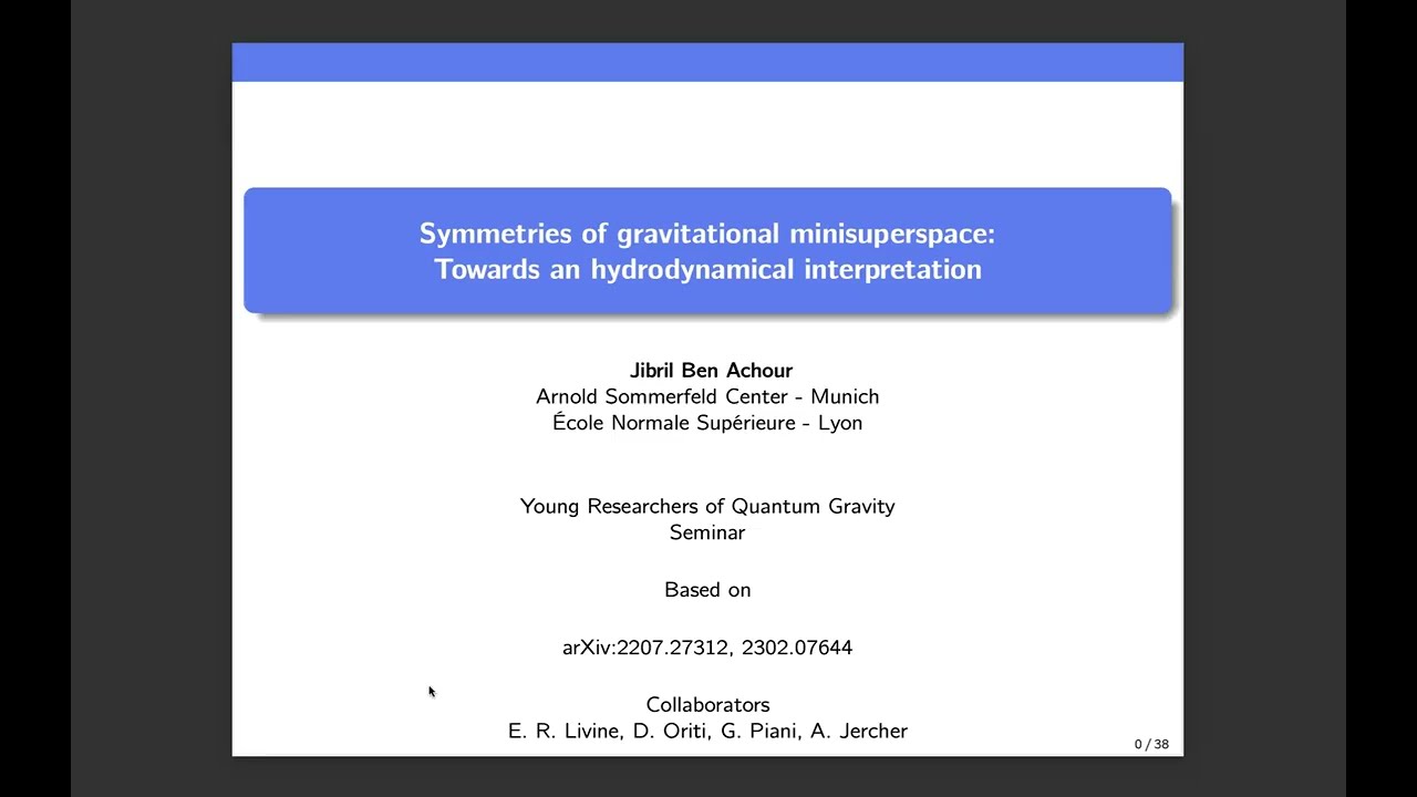 Symmetries of gravitational minisuperspace: towards hydrodynamical interpretation–Jibril Ben Achour