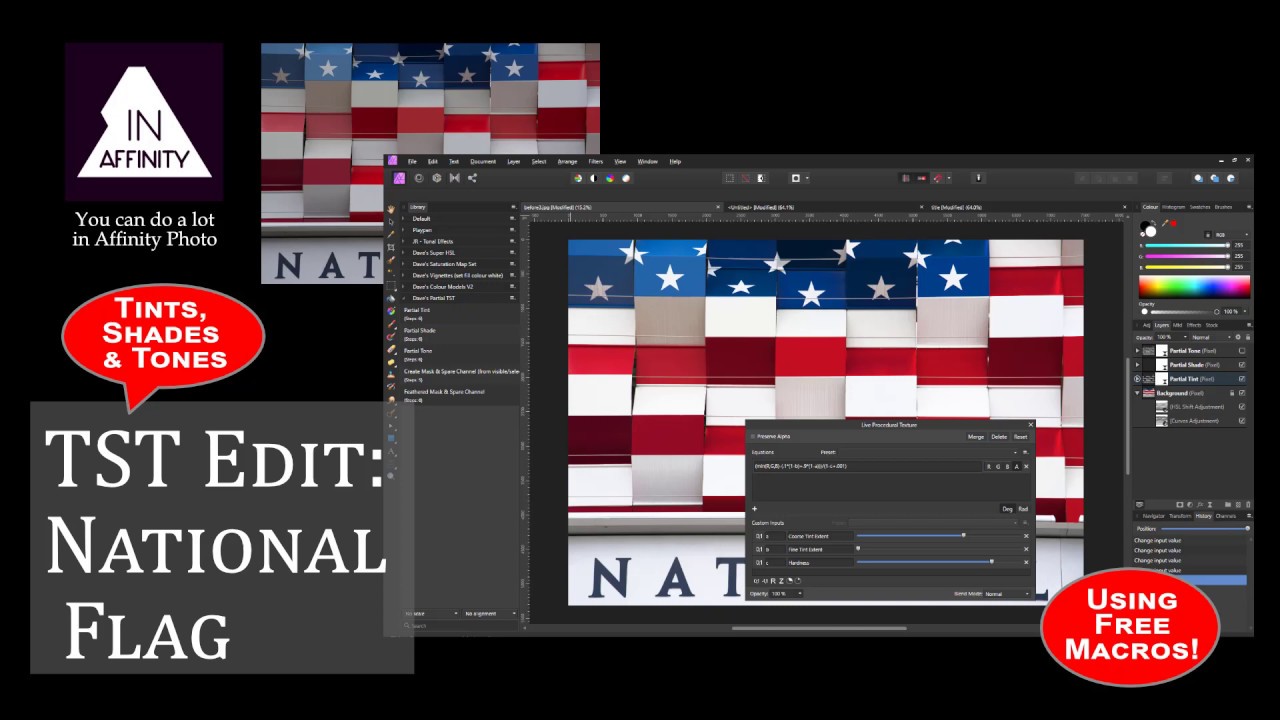 Full Edit using Free TST (Tint, Shade and Tone) Macros: National Flag ...