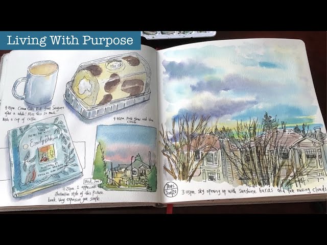 Watercoloring in Sketch-a-day Sketchbook