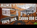 Aukey Soporte Portatil + Filtro Ruidos Audio + Cables USB 3.0 Tipo C (Unboxing y Review)