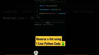 Reverse ⚠️ a List Using One Line of Python Code #shorts #python #coding