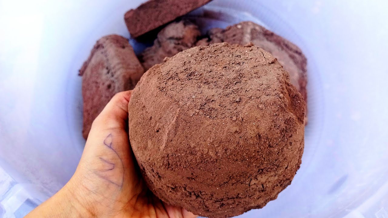 ASMR: New Pure Roasted Red Clay Mud ♥️🌪️ Dry • Water • Paste Poured Crumbling in Tub • Claypot 🎀