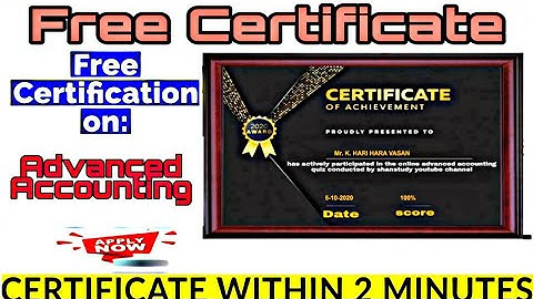 National level E Quiz on "Advanced Accounting"  Certificate within 2 minutes