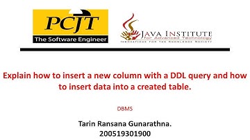 Explain how to insert a new column with a DDL query and how to insert data into a created table.