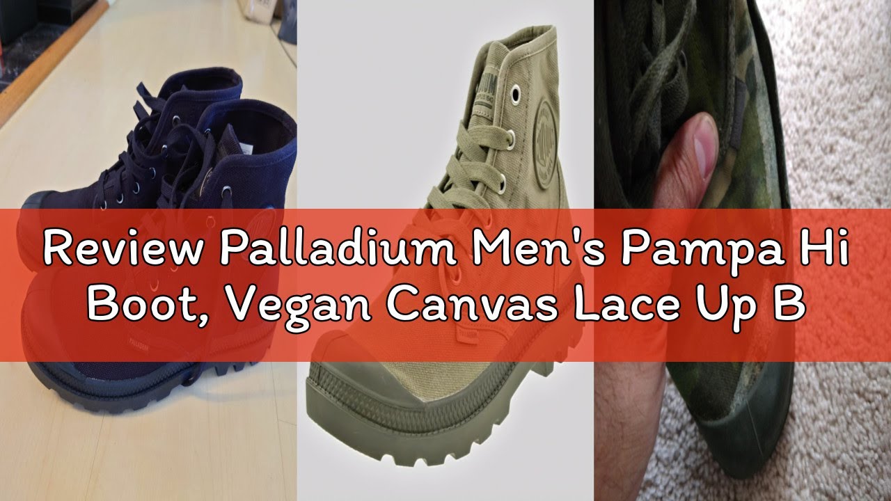 Review Palladium Men's Pampa Hi Boot, Vegan Canvas Lace Up Boot, Black/Black, 12 M