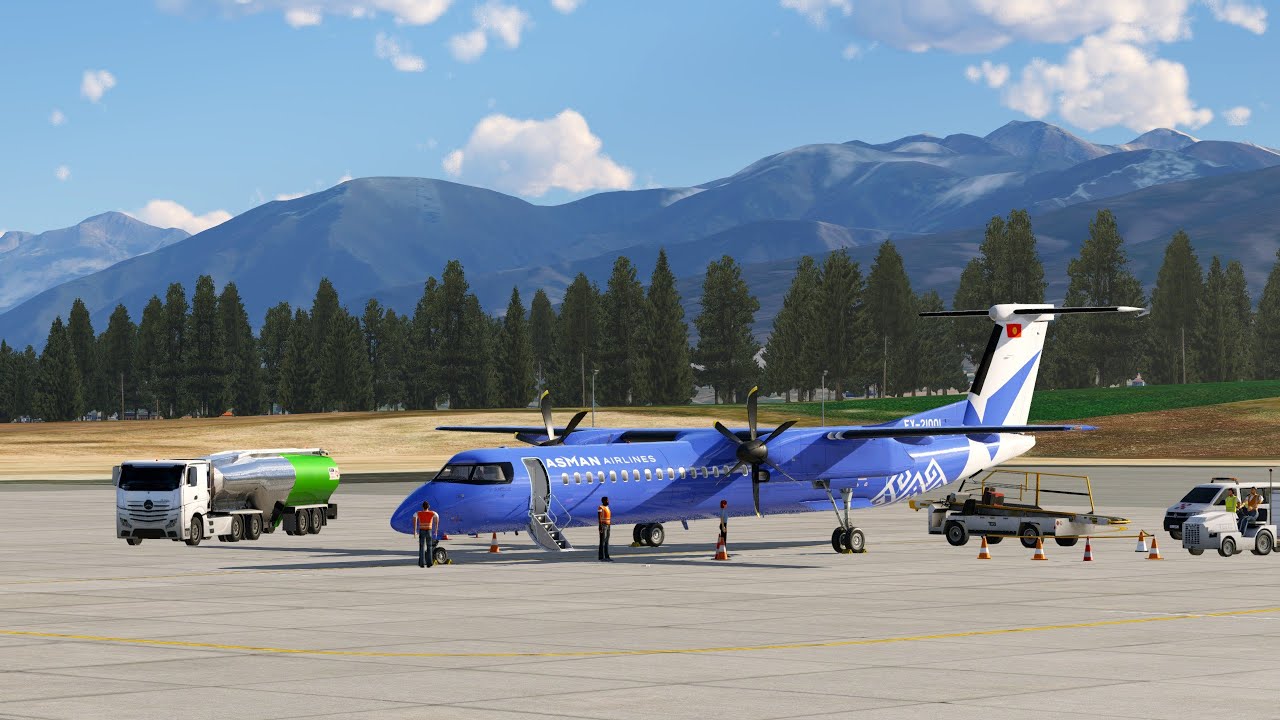 Караколь - Бишкек| Bombardier Dash8 Q400 | Asman Airlines | UCFP - UCFM | X-Plane 12.3