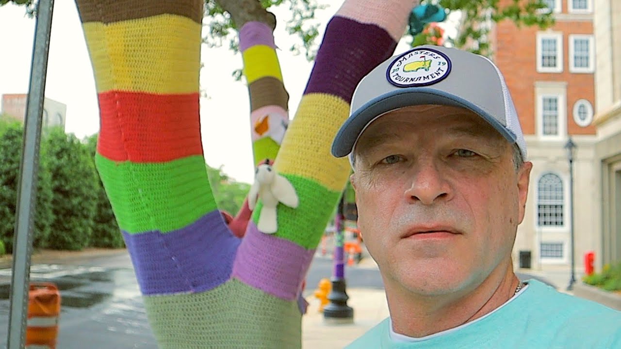 YARN BOMBING in downtown Augusta Get a look at all the yarn