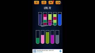 Water Sort Puzzle - Color Liquid Sorting Game Level 712 Solution