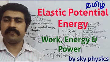 Elastic potential energy|spring force|Work,Energy & Power|Unit 4|STD 11 Physics|sky physics|Tamil