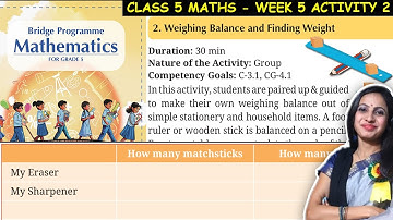 Class 5 Maths Bridge Program Course | Activity 2 for Week 5 | 5th Class NCERT New Maths Book