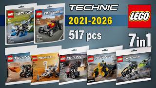 All LEGO Technic Polybags Ever Released 2021 to 2026 (7in1)[517 pcs] Step-by-Step Building Tutorial