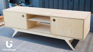 DIY Tv Stand | Mid Century Modern Plywood Console #woodworking #diy