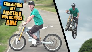 HUGE GAP JUMPS AND STAIR RIDES  SHREDDING MY ELECTRIC MOTOCROSS BIKE