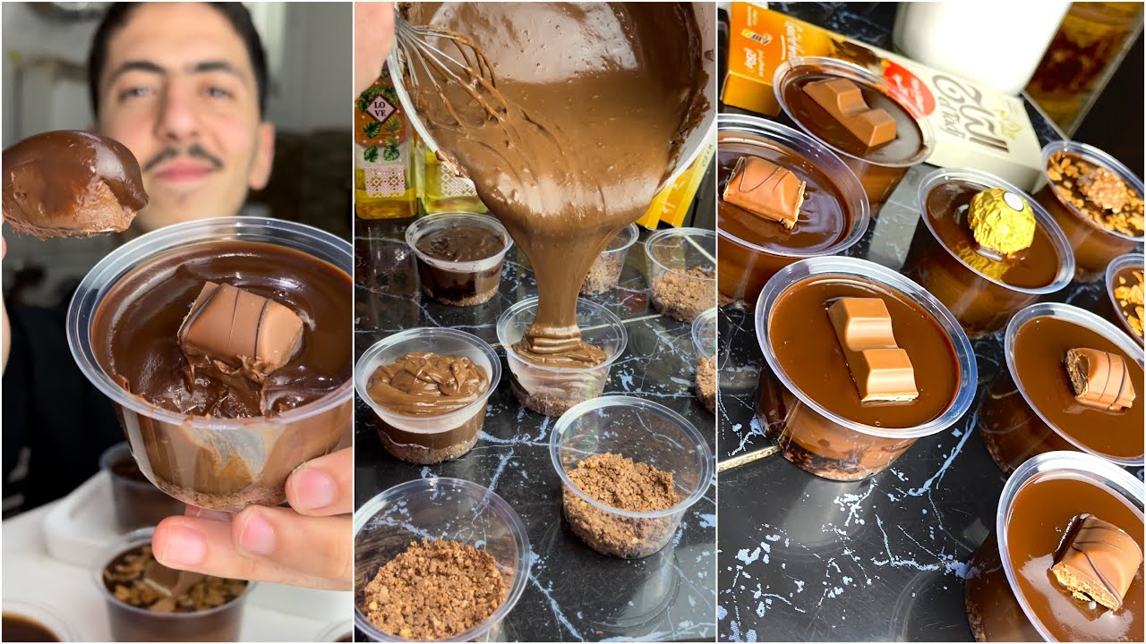 كملوها كامل فسهرة 😂 تحلية كؤوس الشوكولا المقرمشة آخر تحلية لشهر رمضان 🥲 بغناج شوكولا بدون كريمة