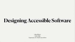 Designing Accessible Software
