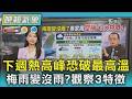 天氣/ 暖氣團發威! 下週二三高溫最高峰恐熱破紀錄  梅雨變沒雨?氣象專家揭「空梅」三大成因｜TVBS新聞 @TVBSNEWS02