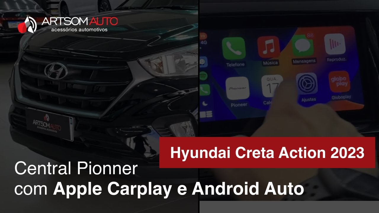Hyundai Creta Action 2023 com Central Pionner Apple Carplay e Android Auto + Película Llumar