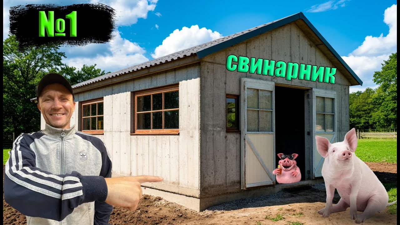 №1👆И снова стройка😁Строительство нового сарая (свинарника)❗️❗️❗️👍🐷