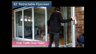 EZ Retractable Flyscreen Bifold door with Traffic panel