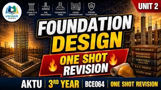 🔥 Foundation Design Unit 2 One Shot Revision | AKTU BCE064 | Civil Engineering 3rd Year
