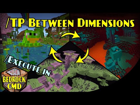 Teleport to Different Dimensions | Minecraft Bedrock Command Block Tutorial | MCPE XBOX PS SWITCH