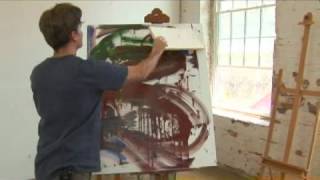 Expressionist Portrait Paint Marking: Wooden Board
