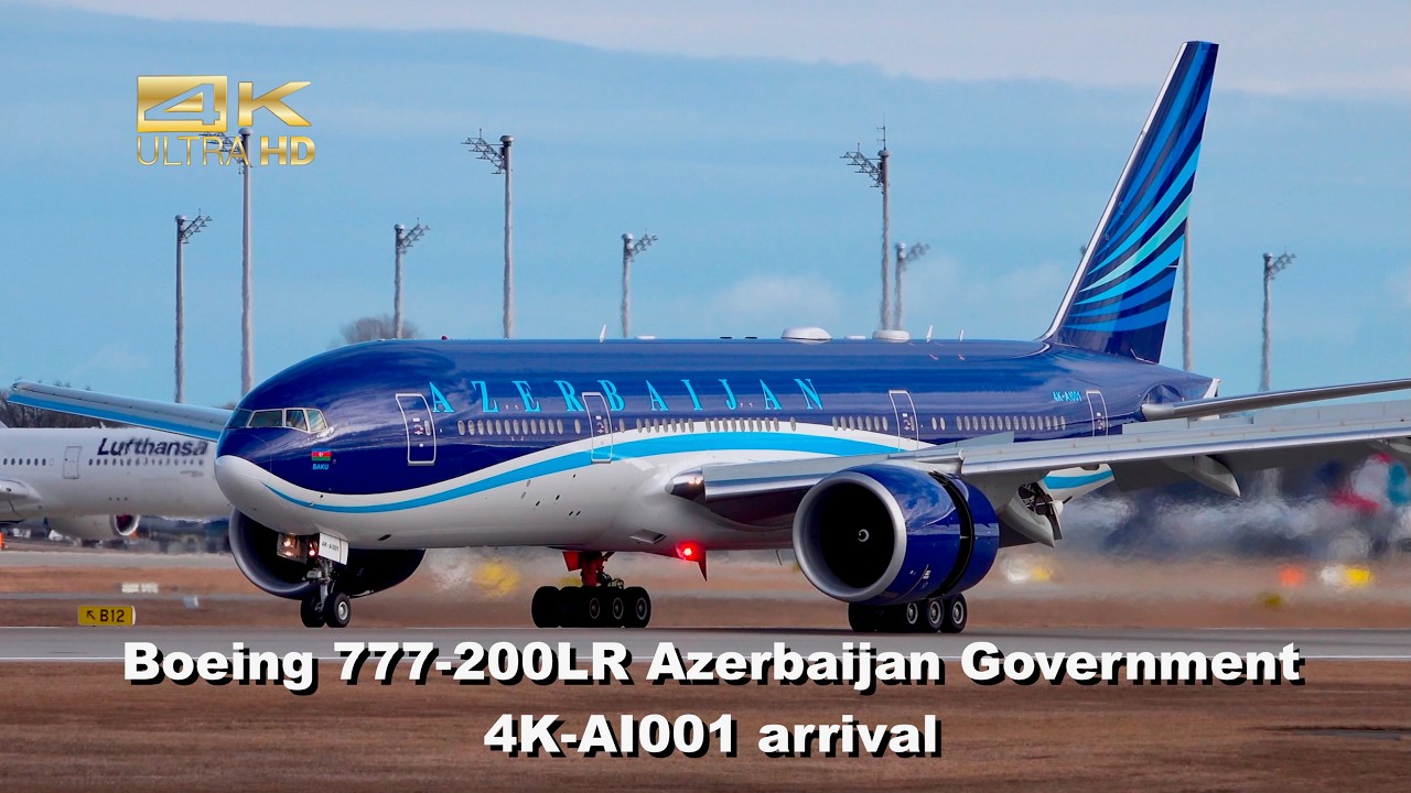 Boeing 777-200LR from Azerbaijan Airlines Government 4K-AI001 arrival Munich Airport #siko #msc2026