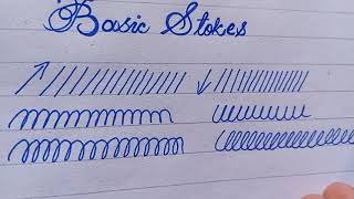 Basic stokes for cursive hand writing.