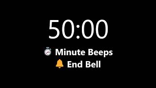 50 Minute Timer - Count Up with Minute Beeps (Soft Ending Alarm) | Mono Chrono
