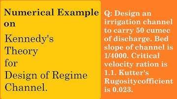 Numerical Problem on Kennedy’s Theory of Regime Channel | Solved Example
